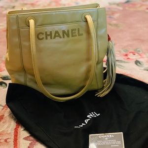 Vintage 90s era Chanel chartreuse bag